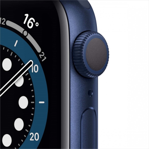 Apple Watch Series 6, 40 мм, корпус из алюминия синего цвета, спортивный ремешок «тёмный ультрамарин» MG143RU/A