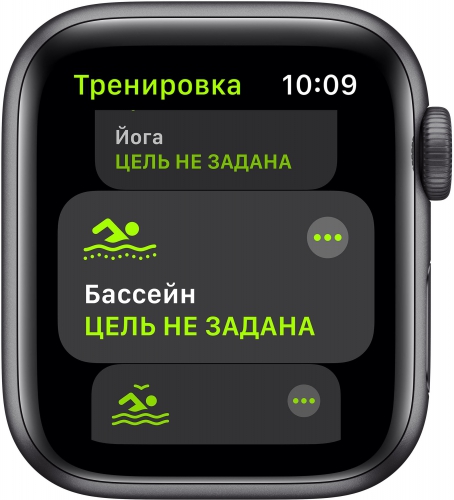 Apple Watch SE, 40 мм, корпус из алюминия цвета «серый космос», спортивный ремешок чёрного цвета MYDP2RU/A