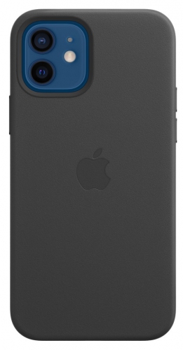 Кожаный чехол Leather case Apple MagSafe для iPhone 12/12 Pro Black / Черный