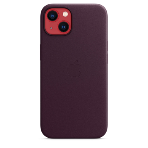 Кожаный чехол leather case Apple MagSafe для iPhone 13 Dark Cherry / Тёмная Вишня