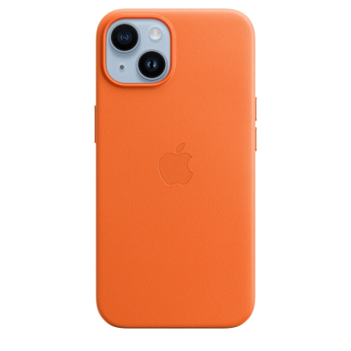 Кожаный чехол Leather case Apple MagSafe для iPhone 14 Orange / Оранжевый