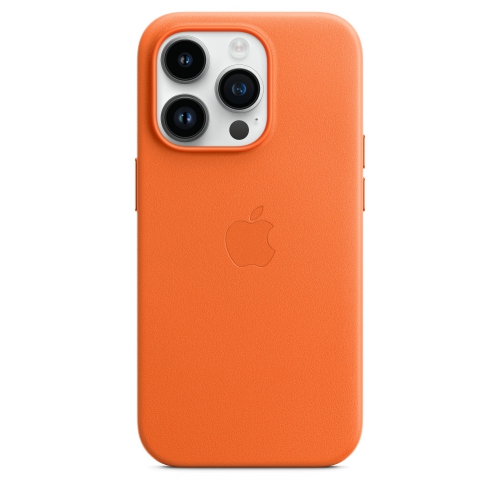 Кожаный чехол Leather case Apple MagSafe для iPhone 14 Pro Max Orange / Оранжевый