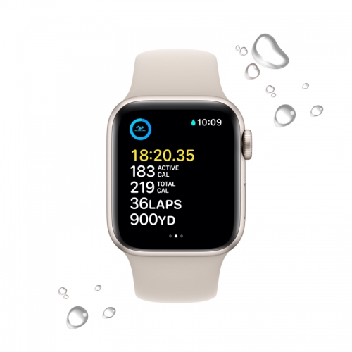 Apple Watch SE 2022, 40 мм, корпус из алюминия сияющая звезда, спортивный ремешок сияющая звезда