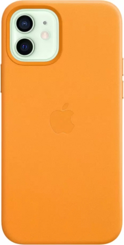 Кожаный чехол Leather case Apple MagSafe для iPhone 12/12 Pro California Poppy / Золотой Апельсин