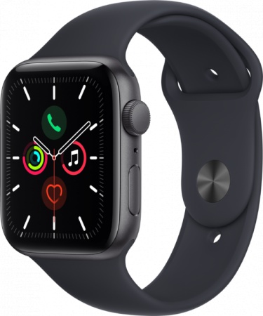Умные часы Apple Watch SE, 44 мм, корпус из алюминия, спортивный ремешок темная ночь