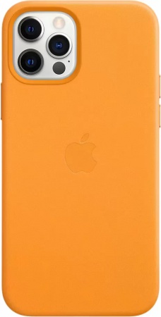 Кожаный чехол Leather case Apple MagSafe для iPhone 12/12 Pro California Poppy / Золотой Апельсин