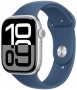 Часы Apple Watch Series 10, 46 мм, корпус из алюминия серебристого цвета, спортивный ремешок джинсового цвета, размер S/M (MWWL3)